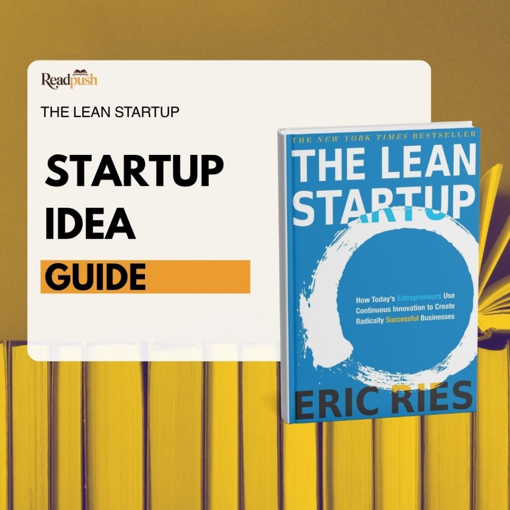 The cover of The Lean Startup guide featuring a minimalist design and bold title on a white background.
