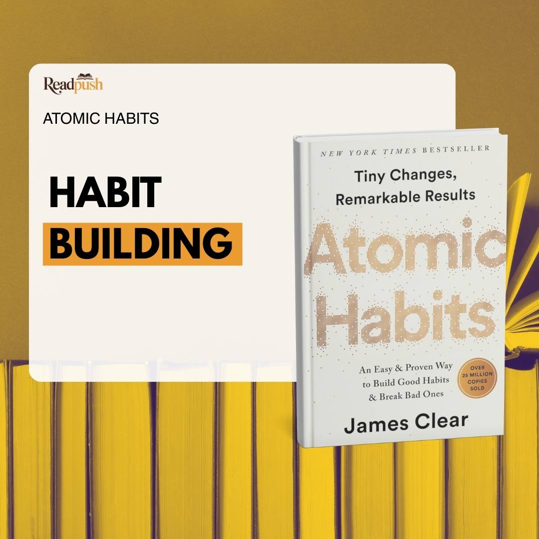 "Atomic Habits" book cover showcasing a clean layout with prominent title and simple graphics emphasizing habit formation.